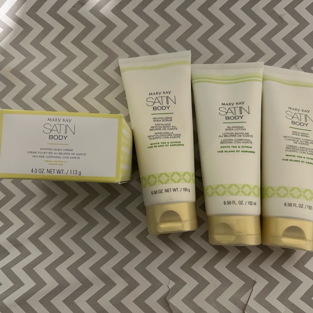 Mary Kay Satin Body Collection with Green and Gold Accents